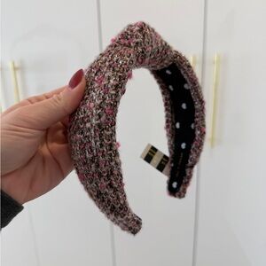 BNWT Lele Sadoughi Glitter Sweater Stylish Tweed Headband - Pink and Black